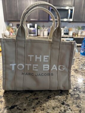 Marc Jacobs Beige Canvas Mini Tote with Logo